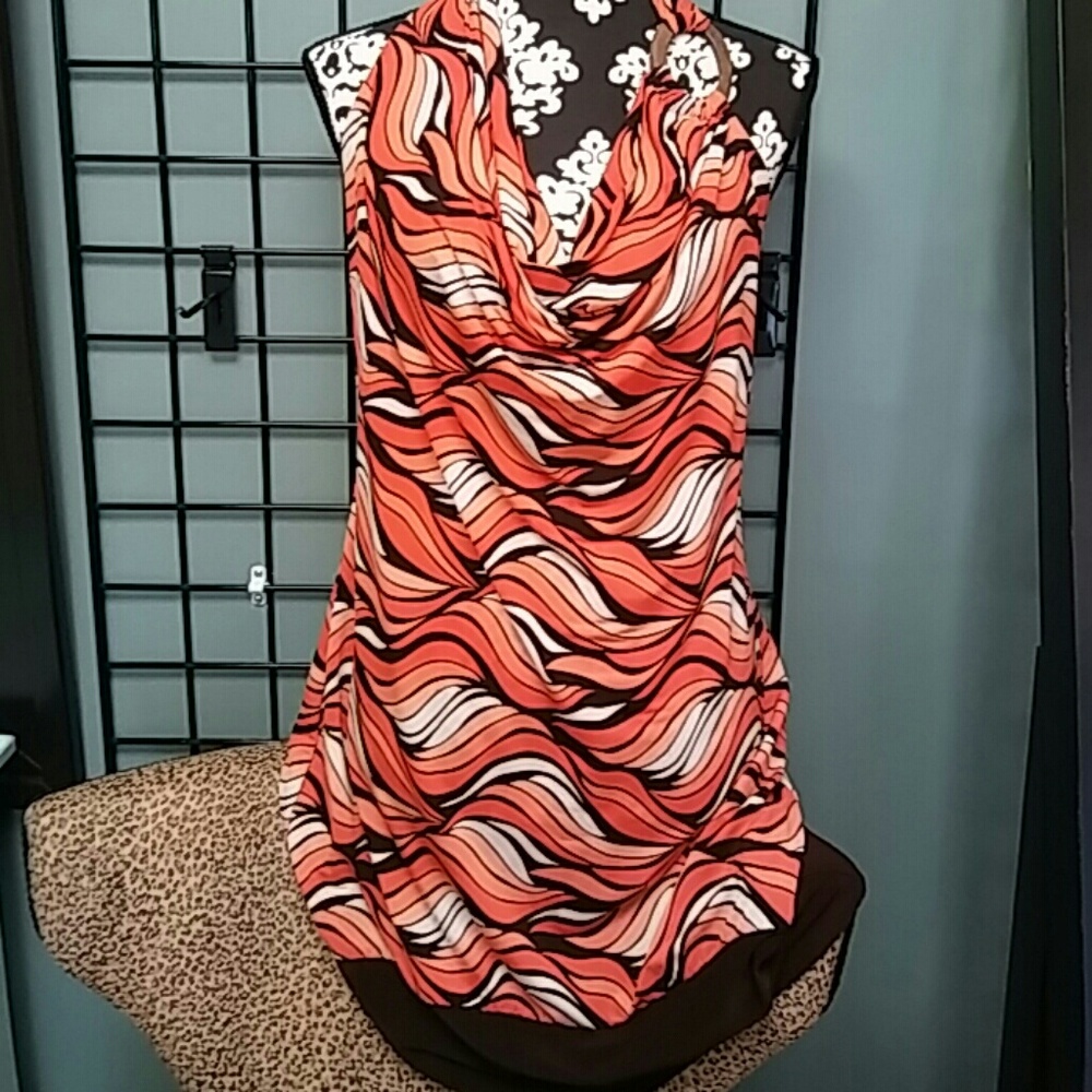 Brown n orange halter style dress