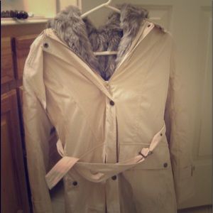 Lily & Co. Beige Hooded Faux Fur Coat