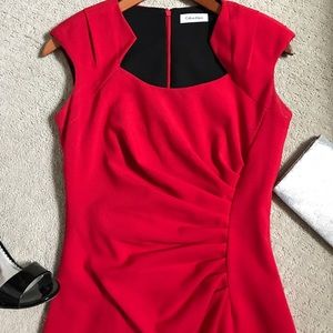Calvin Klein red fitted dress size 2 Fully lined