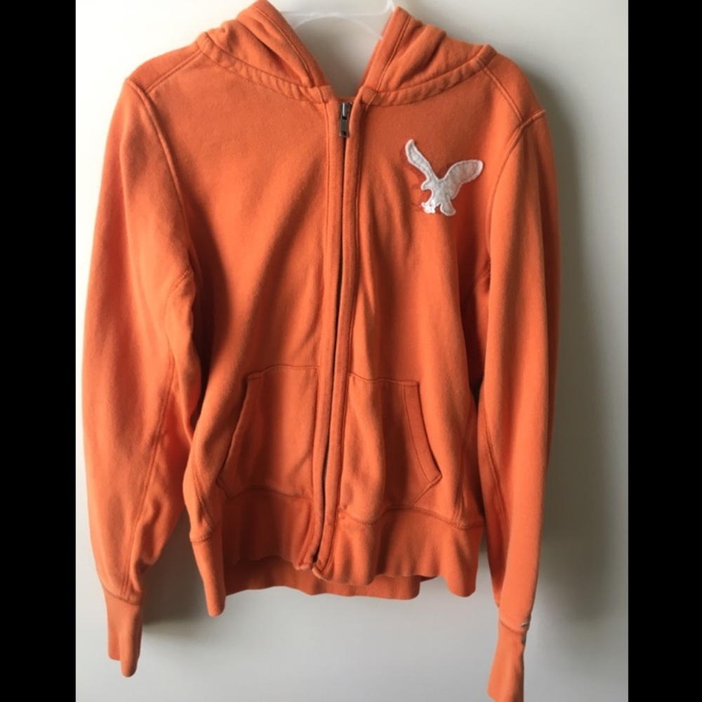 Orange American Eagle Zip Up Hoodie