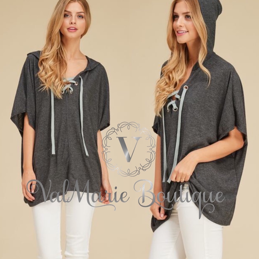 Oversized MEGA SOFT short sleeve hoodie tunic - Picture 2 of 3
