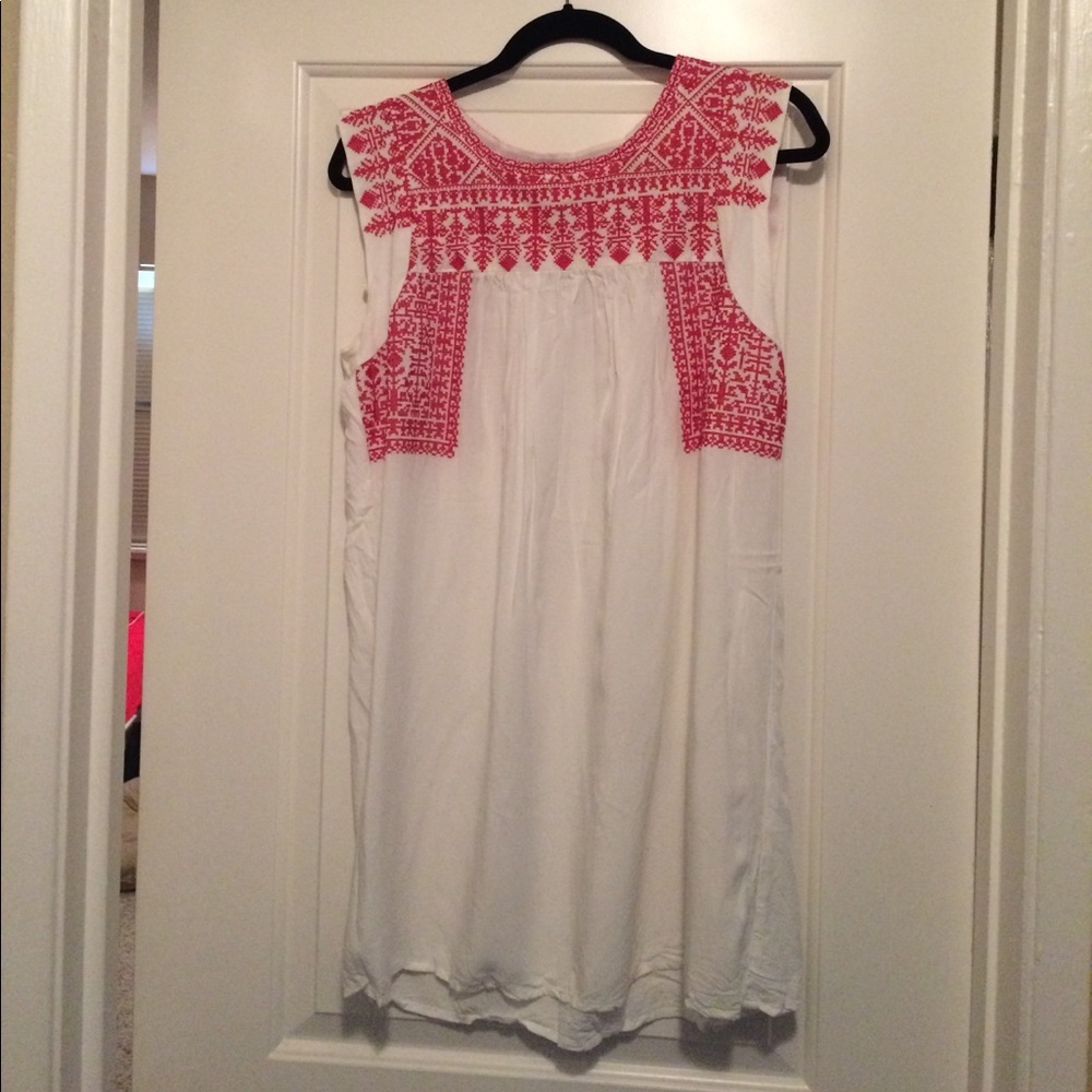 Embroidered smock dress