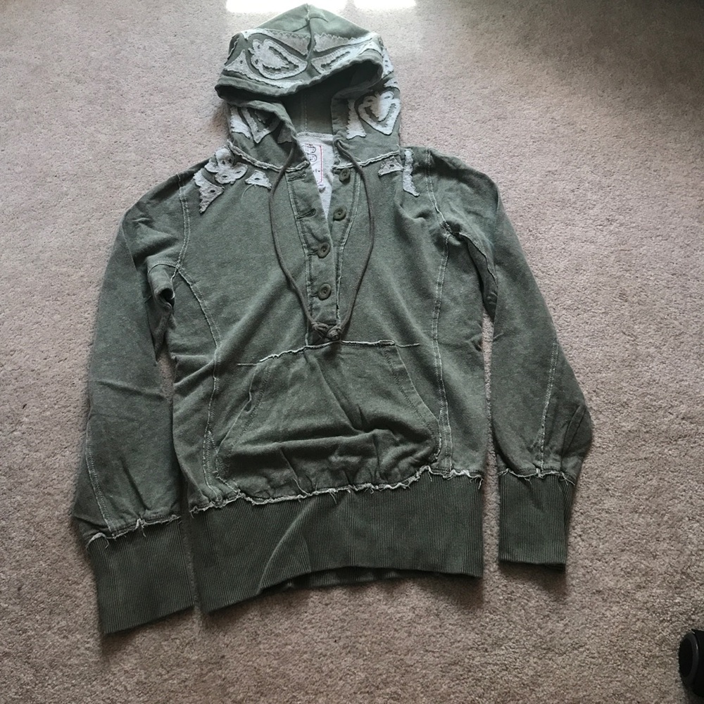 green free people hoodie