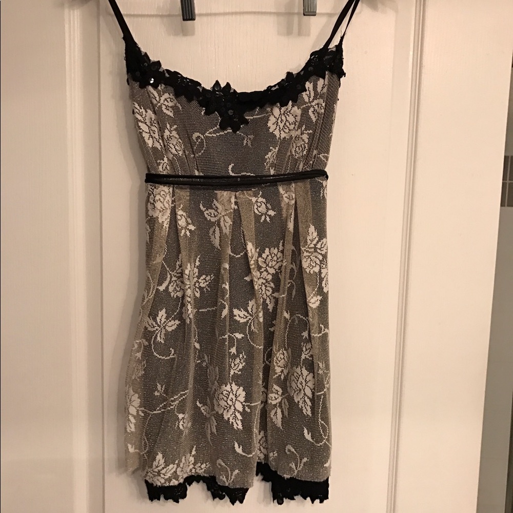 Guess Cream and Black Lace Top - Small