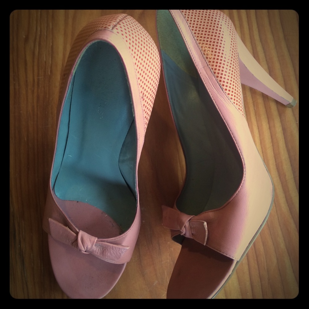 BCBGirls pink peep-toe heels. 7.5 B
