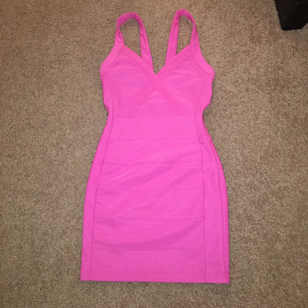 Hot pink bodycon dress