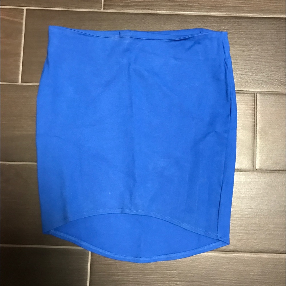 Blue high low mini skirt