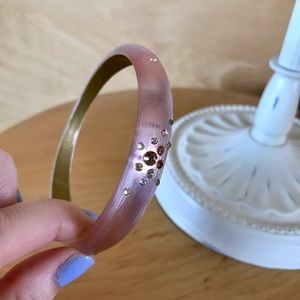 Alexis Bittar Lt Pink Lucite Bangle w/Swarovski Cr