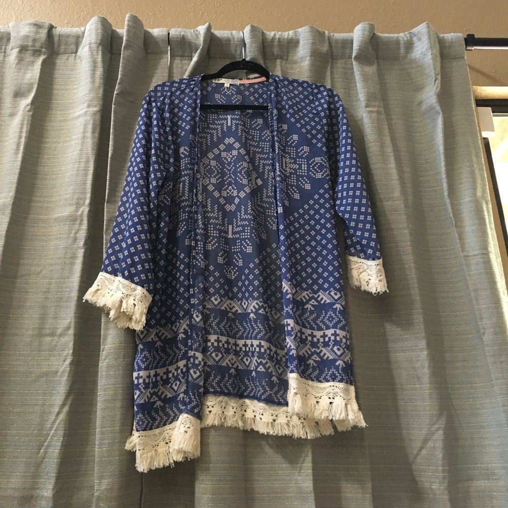 Jolt size small kimono blue/cream NWOT