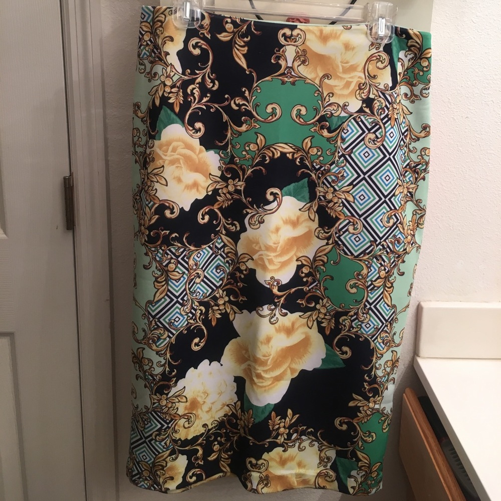 New York And Company blue and green pencil skirt.