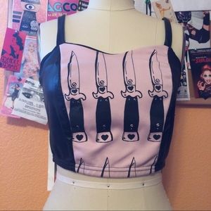 Pinup rockabilly punk switchblade crop top small
