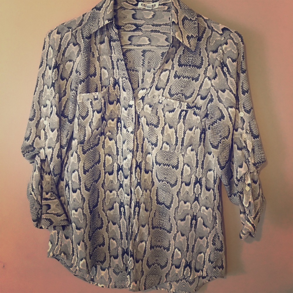 Snake skin button down blouse