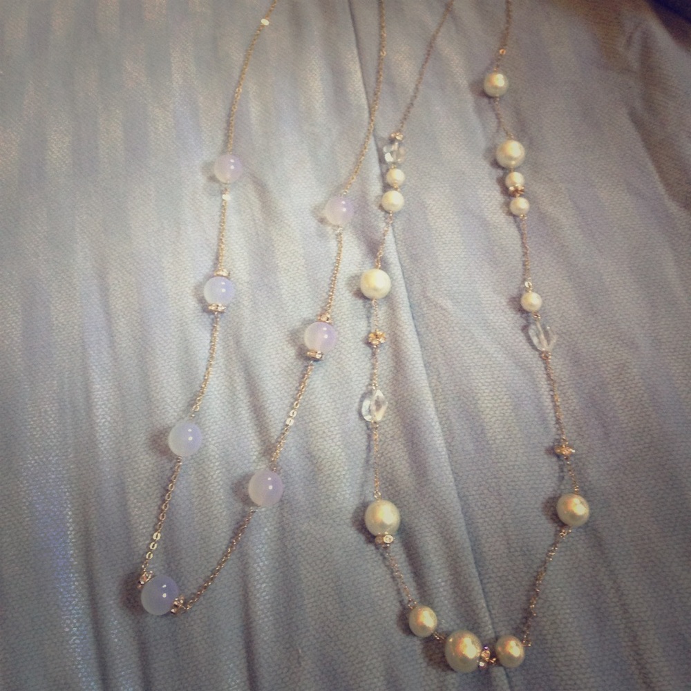 Purple and pearl necklaces