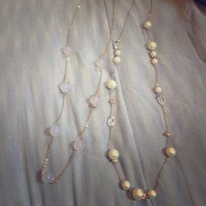 Purple and pearl necklaces