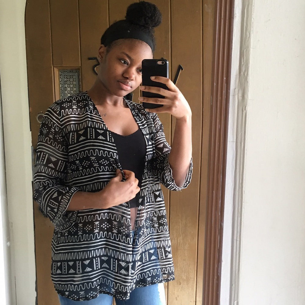 Sheer Tribal Print Kimono