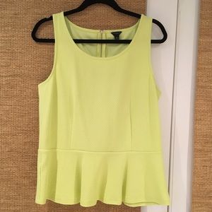 Lemon yellow peplum top. Ann Taylor. Size L