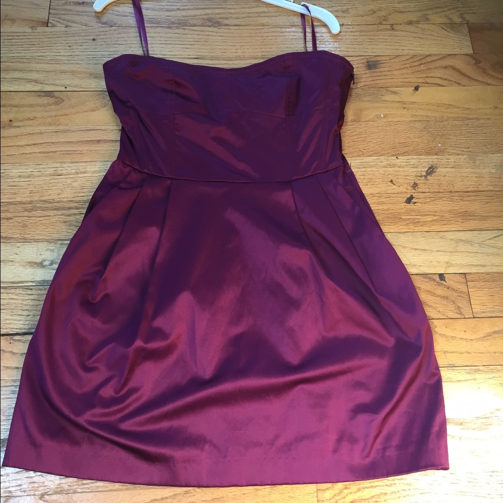 Strapless fuchsia cocktail dress