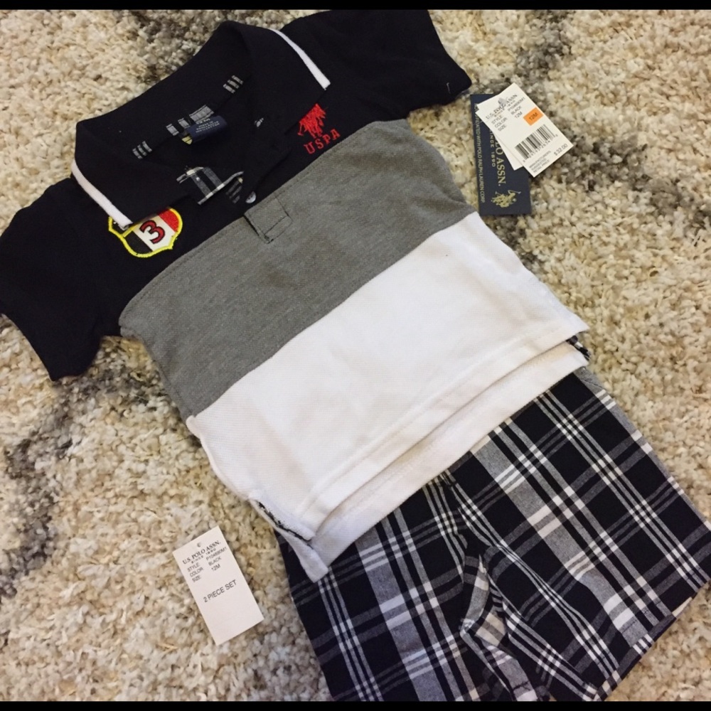 NWT Black and white boys summer outfit