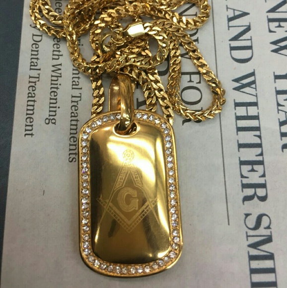 14K GOLD STAINLESS STEEL MASONIC CHAIN - Picture 1 of 1