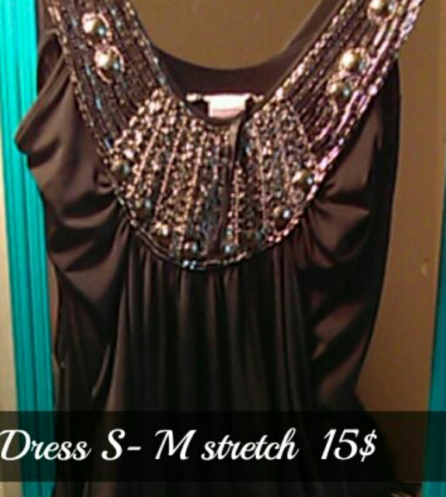 Beautiful stretch dress black with rhinestones