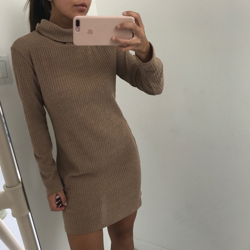 Tan sweater dress