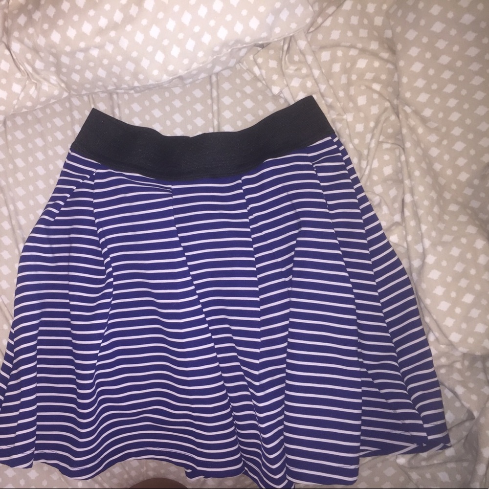 Blue and White Striped Skirt