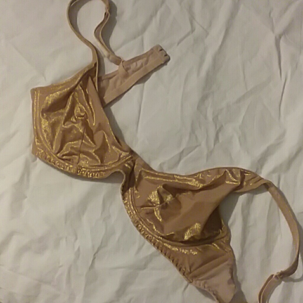 Like new, never worn blush and gold lamé brallette