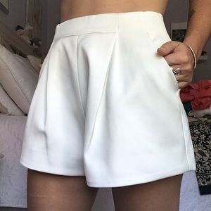 White satin shorts by Cameo
