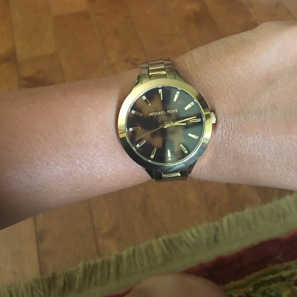Gold Michael Kors tortoise face watch BNWT