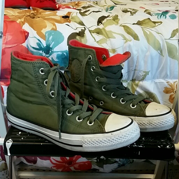 military green converse shoes