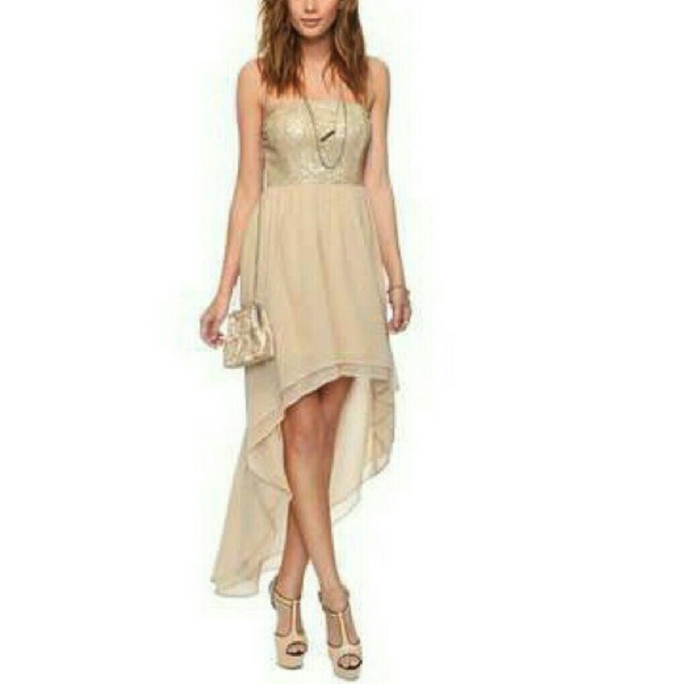 Forever 21 gold sequin high low dress