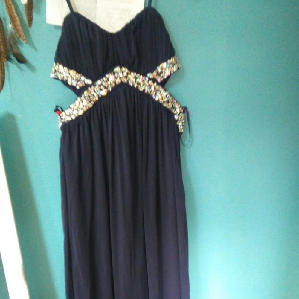 Strapples navy full length dress worn once