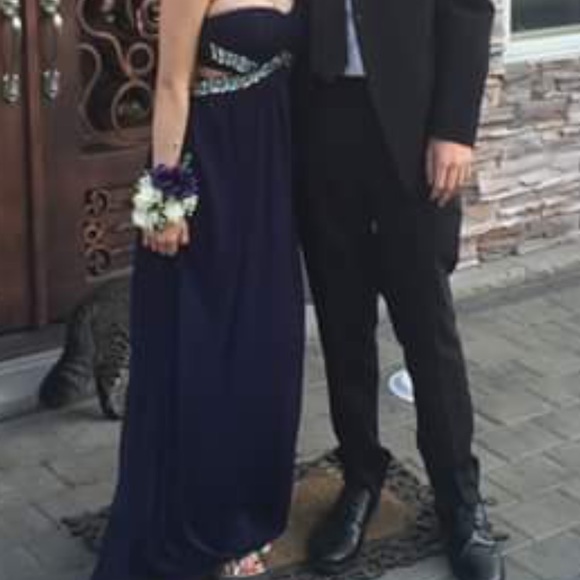 Strapples navy full length dress worn once - Picture 3 of 3