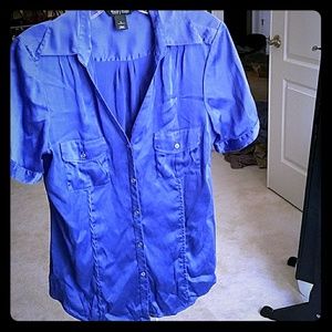 White House Black Market silk short sleeved shirt