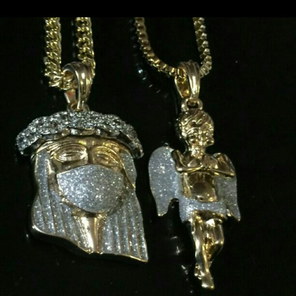 14K GOLD plated ICED OUT CHAINS COMBO - Picture 1 of 1
