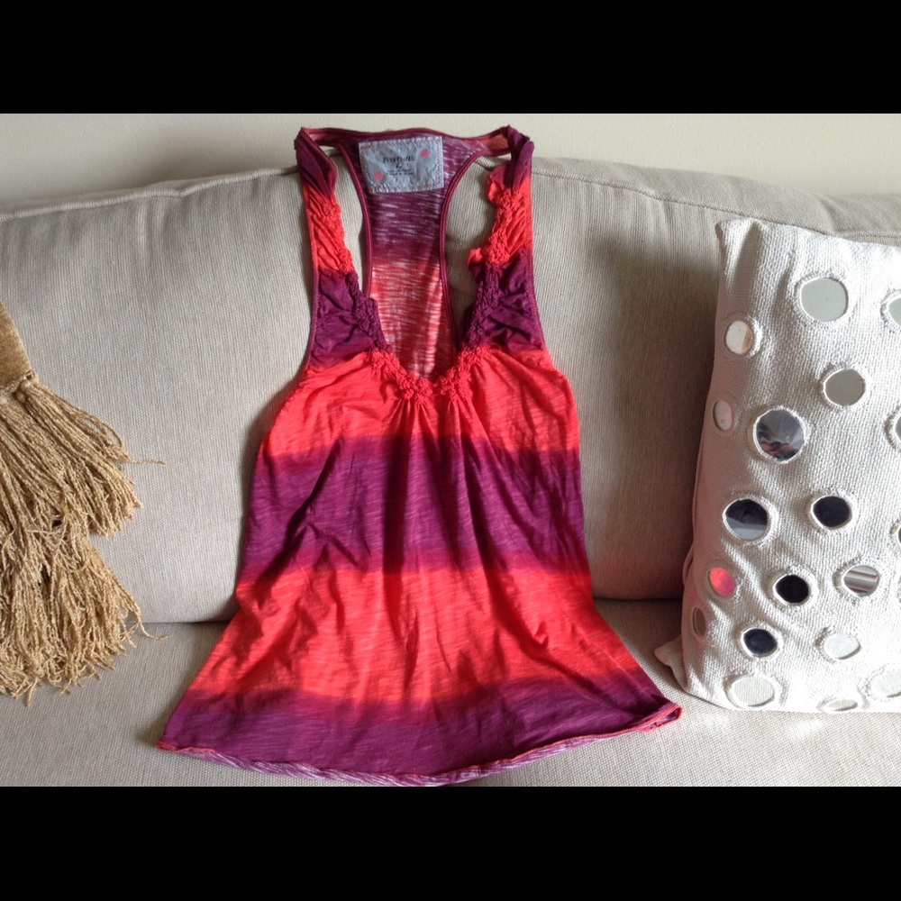 Free People Striped Tank w/ Ruched Detail