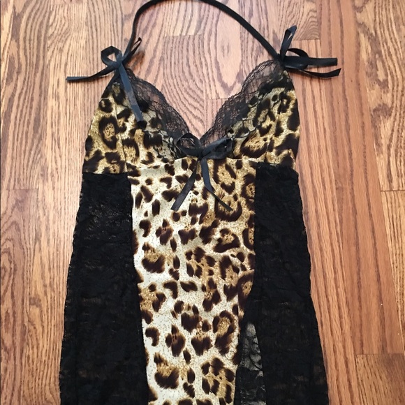 Black and beige leopard lace nightie  size M - Picture 1 of 4