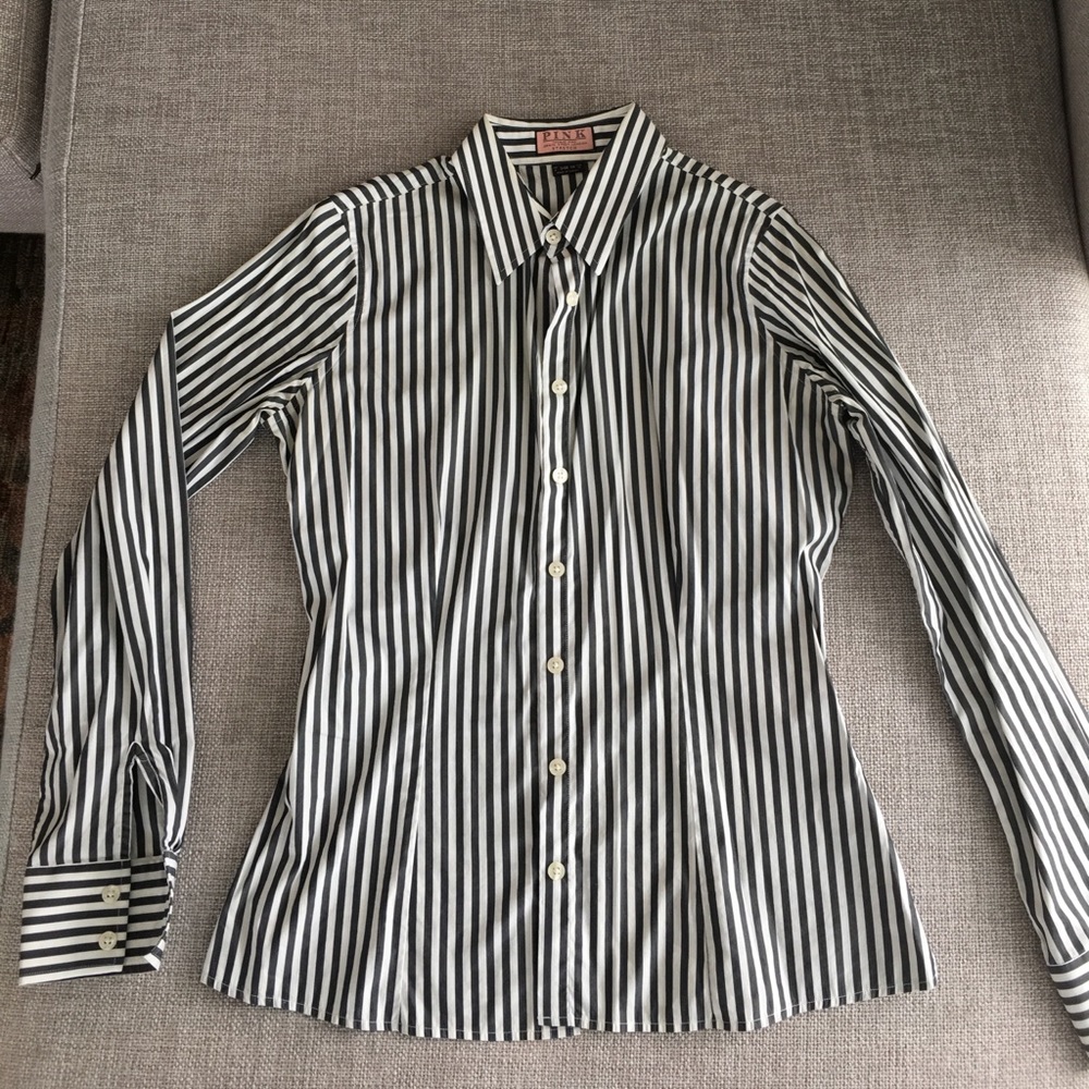 Thomas pink stretch cotton button down