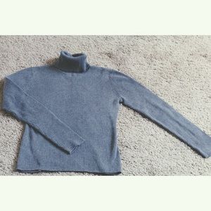 Grey Knit Turtleneck Sweater 100% Cotton