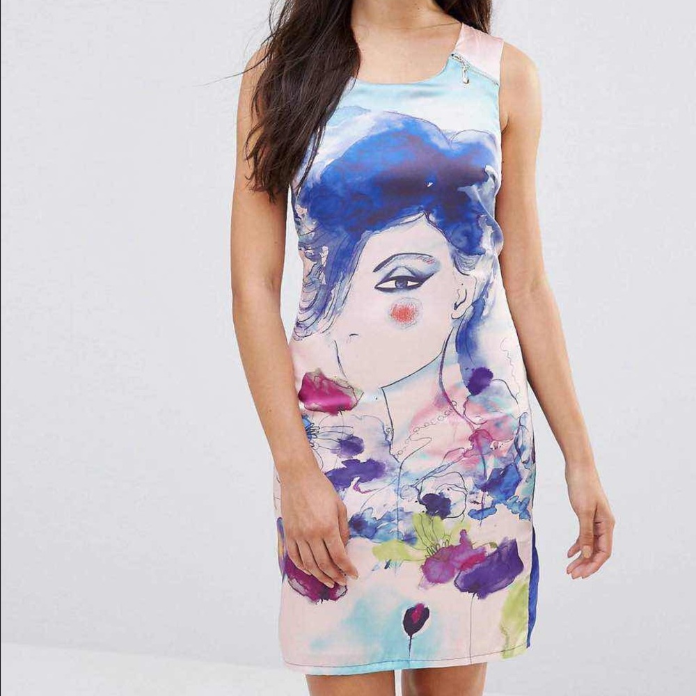 Lavand Watercolor Print Shift Dress