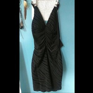 Black with blue zebra print sparkly dress