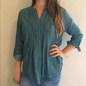 Blue button down top