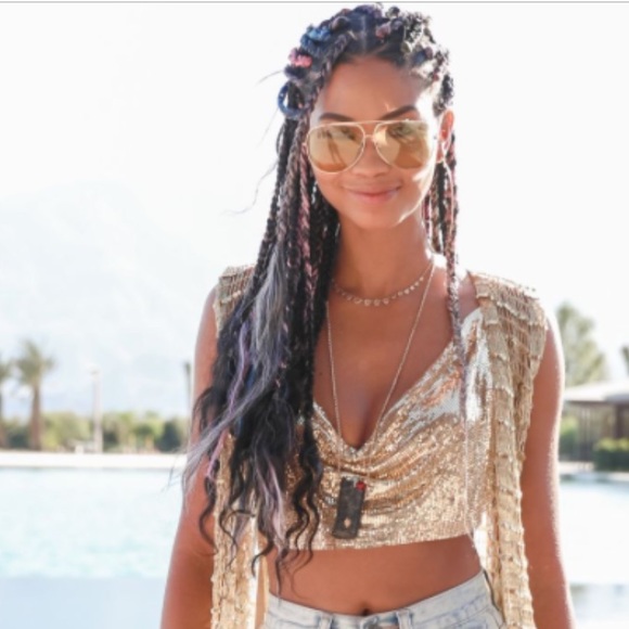 NWT Sexy celeb chain metal mesh disco drape top - Picture 7 of 8