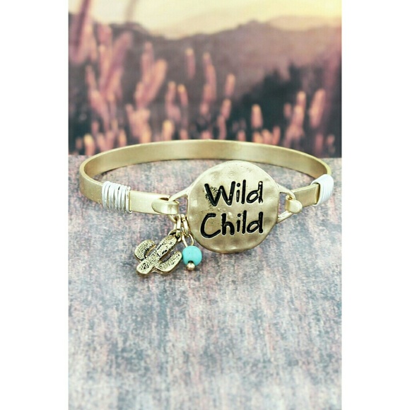 Wild Child gold tone bangle bracelet Turquoise - Picture 3 of 6