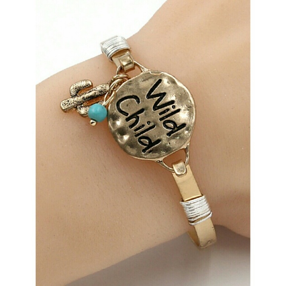 Wild Child gold tone bangle bracelet Turquoise - Picture 2 of 6