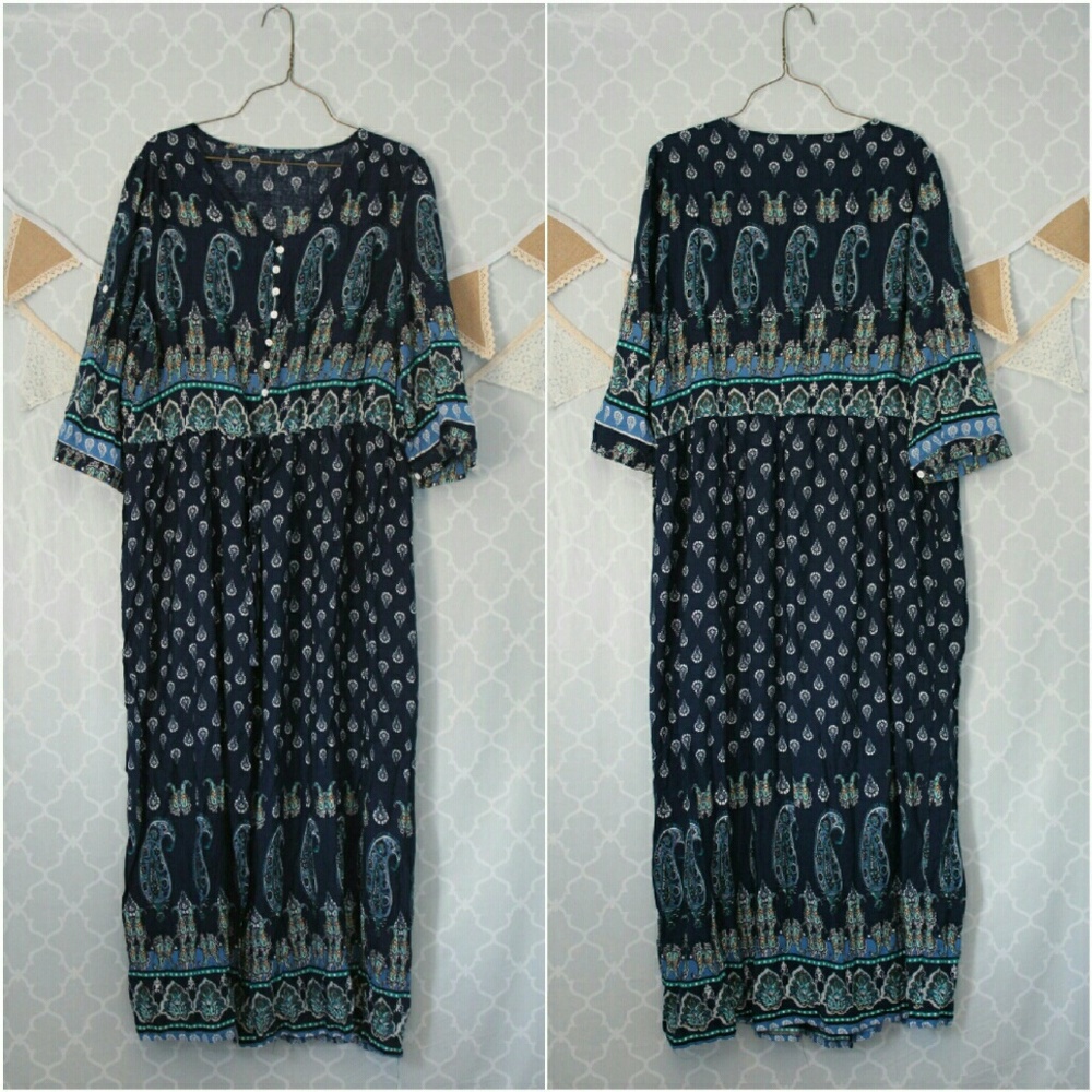 Nastasia Floral Maxi Dress in Ocean Blue - Picture 2 of 5