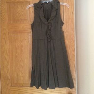 Army green ruffle shirt dress