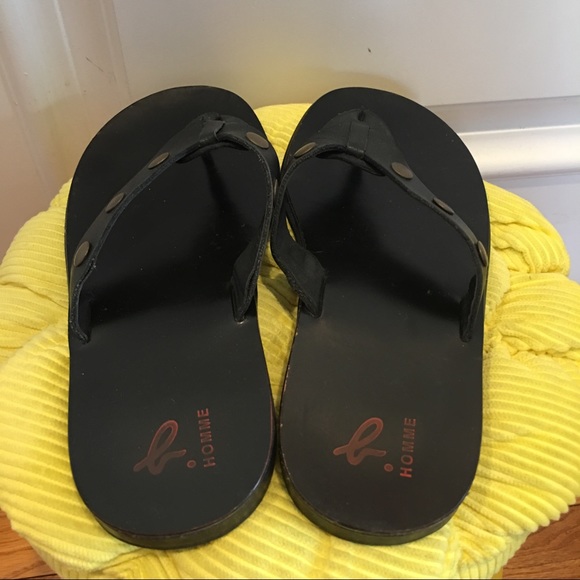Agnès b homme leather black slippers size 40