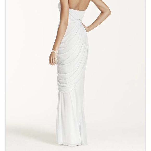 DAVID'S BRIDAL LONG STRAPLESS TICKLED PINK SIZE 2 - Picture 2 of 6