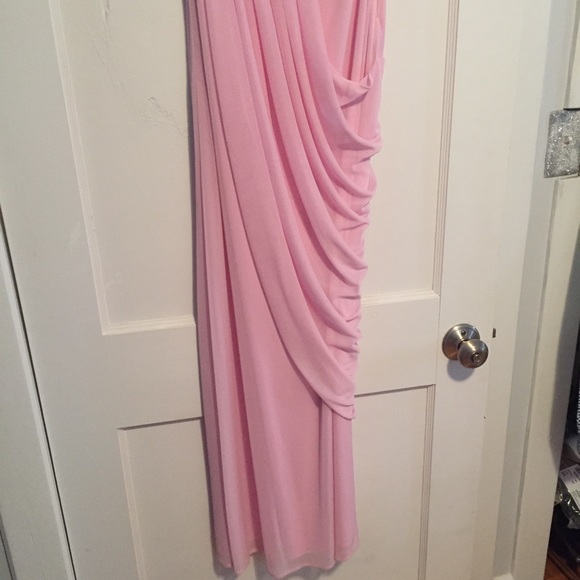 DAVID'S BRIDAL LONG STRAPLESS TICKLED PINK SIZE 2 - Picture 4 of 6